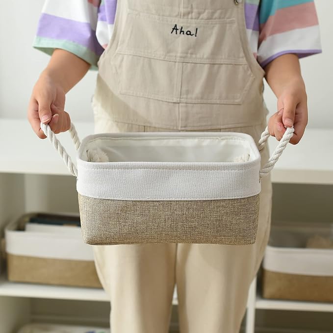 Small Storage Baskets for shelves, Fabric Storage Baskets for closet, - Image 2