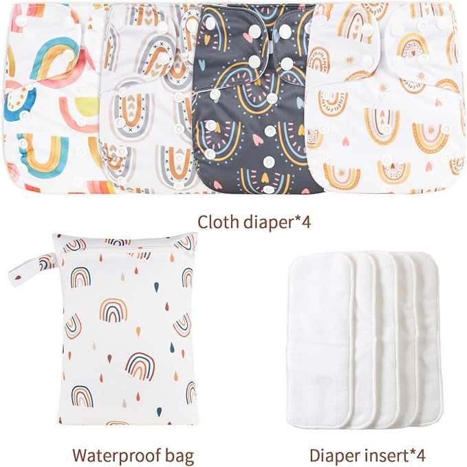 HappyFlute 9 Sets Newborn Baby Cloth Pocket Diapers Adjustable Reusable - Image 2