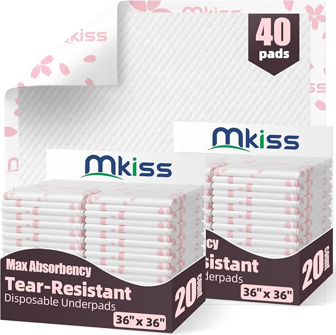MKISS Heavy Duty Incontinence Underpads, Tear-Resistant Chucks Pads by MKISS