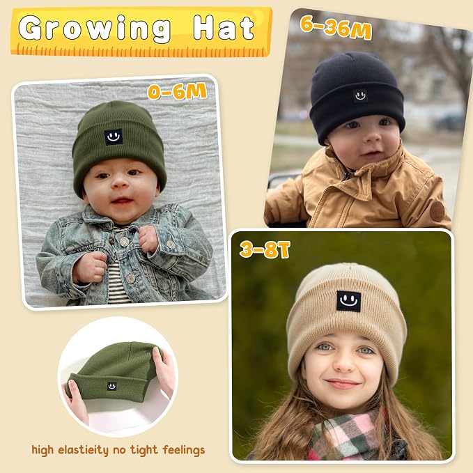 3 Packs Baby Beanie Cute Toddler Beanies Kids Winter Hat Boys Girls Warm Knit - Image 7