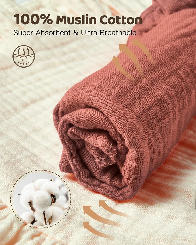 Lictin 8-Pack Muslin Baby Bibs - Image 4