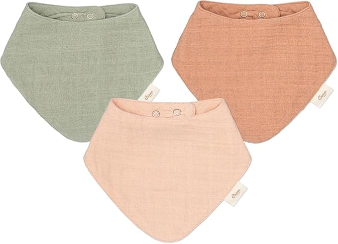 Crane Baby Soft Muslin Baby Bib Set, Adjustable and Absorbent Bandana Style Bibs by CraneBaby