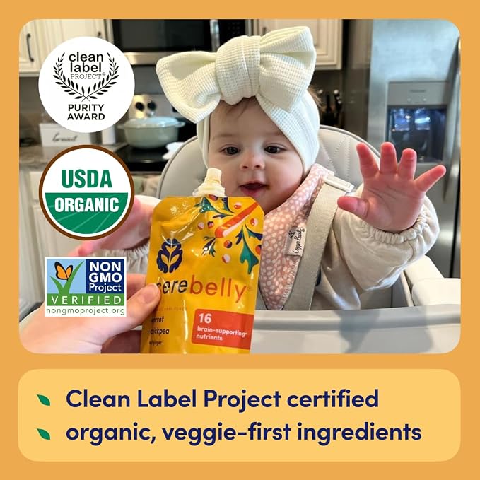 Cerebelly Organic Baby Food Pouches, Carrot Chickpea Purees, 16 Nutrients - Image 3