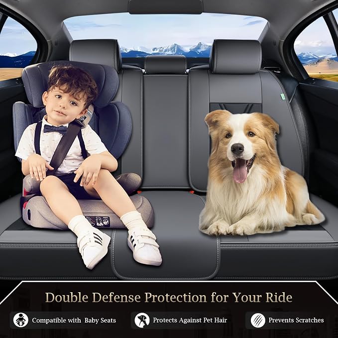 FLORICH Rear Seat Covers Leather Car Seat Covers Waterproof Back Seat Cover - Image 3