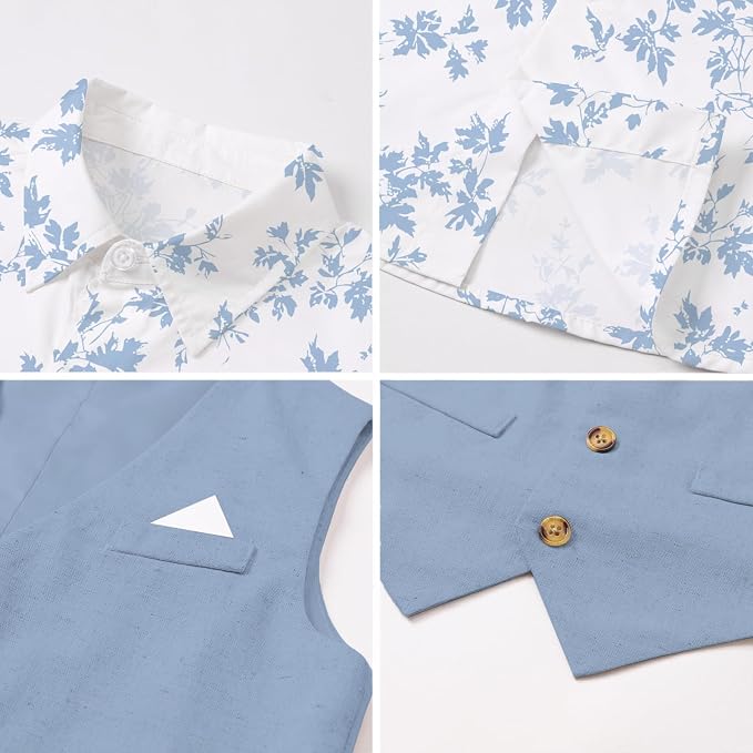 SANGTREE Boys Cotton Linen Suit Formal Set Baby Clothes Boy Gentleman Wedding - Image 4