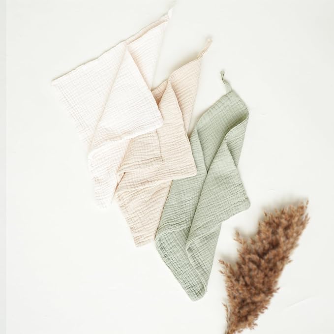 Konssy Baby Muslin Washcloths 7-Pack, 100% Cotton Baby Bath Washcloths - Image 2