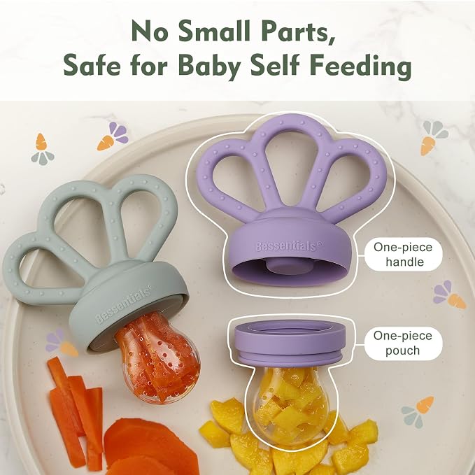 Bessentials Carrot Baby Fresh Fruit Food Feeder & 2 Pack Silicone Mesh Feeders - Image 4