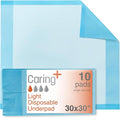 Caring Disposable Underpads 30 x 30 in, Light Absorbency Bed Pads, Chucks Pads by Caring