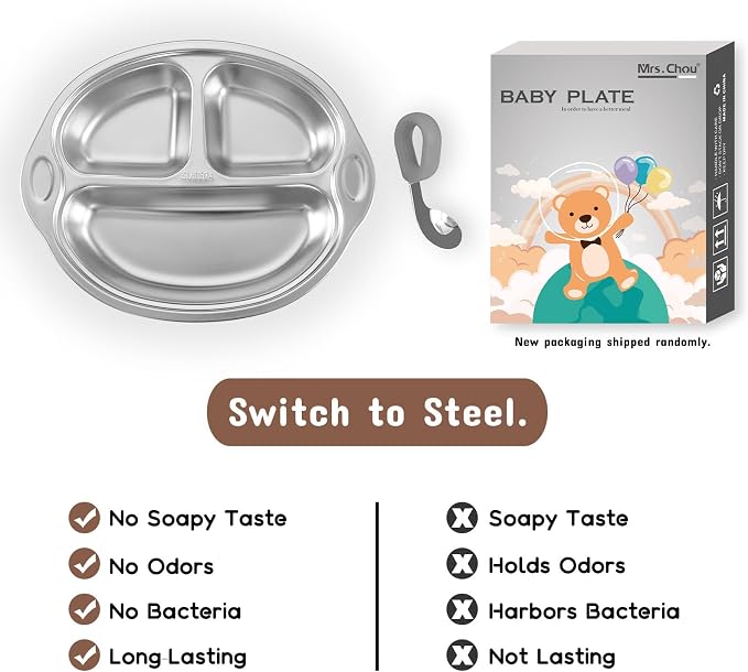 Stainless Steel Baby Suction Plates: Divided Plates - Image 3