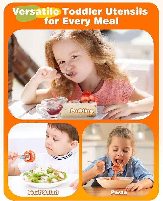 8-Piece Toddler Utensils Set, Food Grade Stainless Steel Kids Silverware Set - Image 6