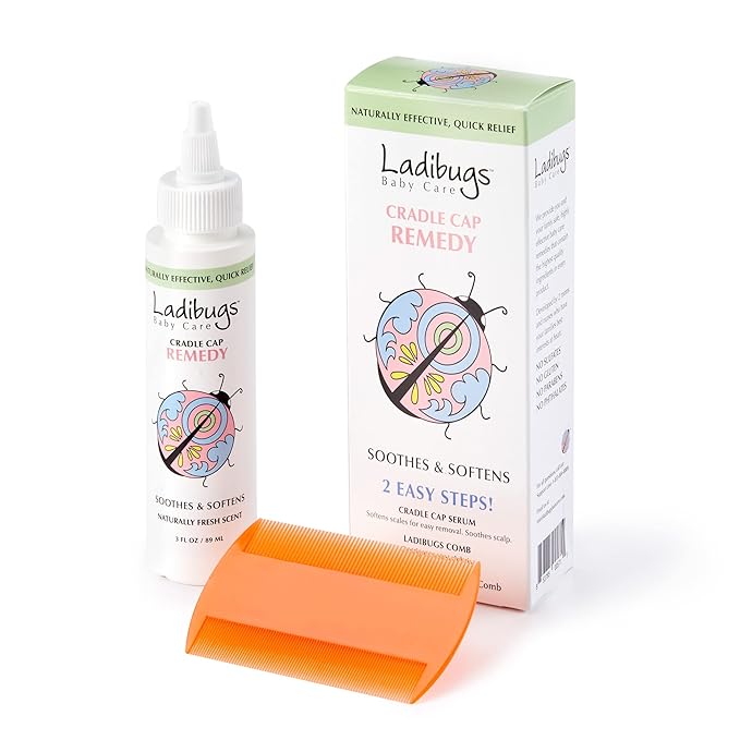 Ladibugs Cradle Cap Remedy Kit, 3oz | Includes Cradle Cap Serum & Fine-Toothed by LADIBUGS