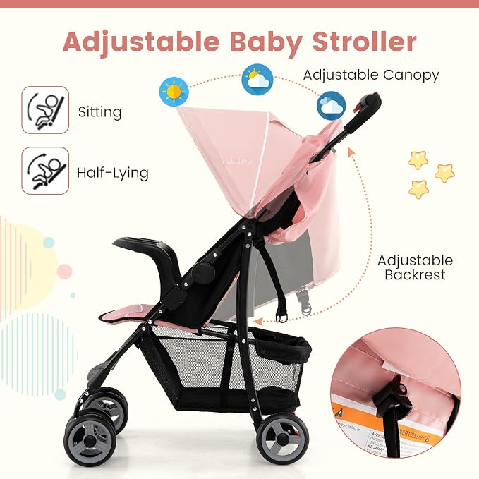 Baby Joy Lightweight Stroller, Compact Toddler Travel Stroller - Image 4