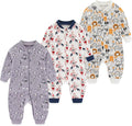 Newborn Baby 2-way Zipper Romper Cotton One-piece Jumsuit 3-pack, 0-24 Months by MAMIMAKA