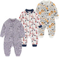 Newborn Baby 2-way Zipper Romper Cotton One-piece Jumsuit 3-pack, 0-24 Months by MAMIMAKA