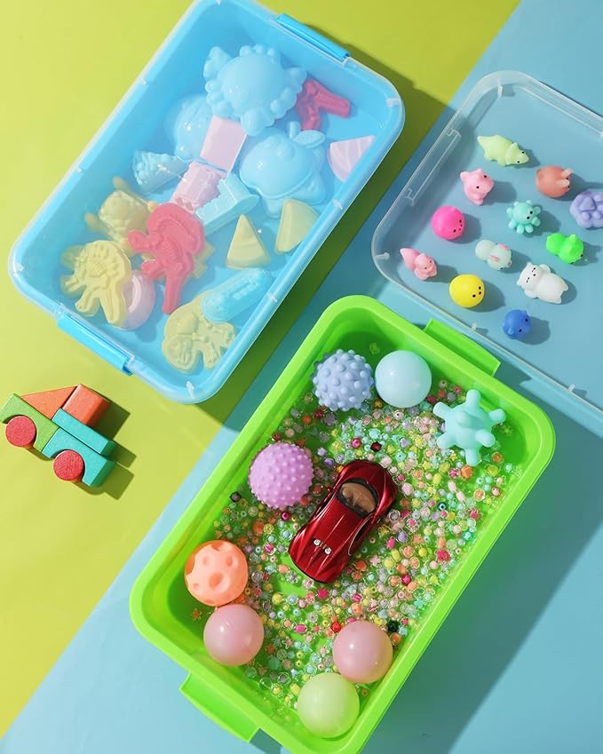 Sensory Bin Sand Tray with Lid for Toddlers 2 Pcs 15in Portable Sandbox Toy - Image 5