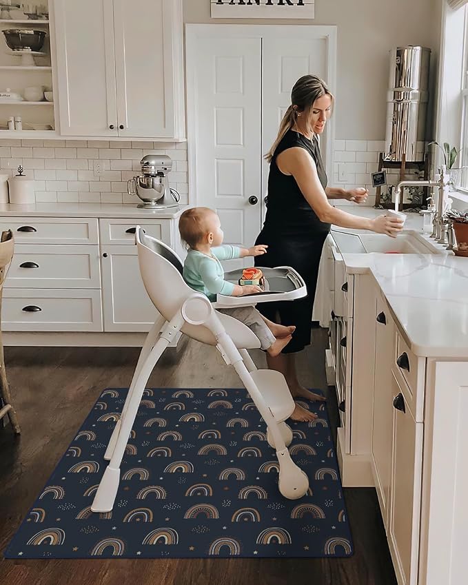 Blissful Diary Baby Splat Mat for Under High Chair, 50.4 x 50.4 Inch Wipeable - Image 4