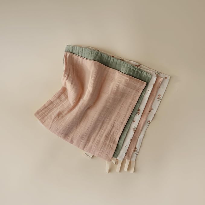mushie Muslin Organic Cotton Washcloths 5-Pack | Soft Wipes - Image 3