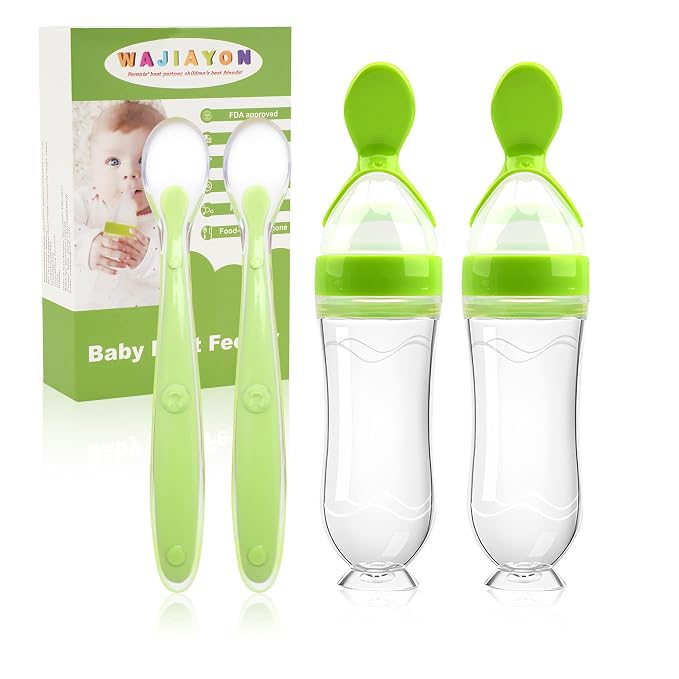 WAJIAYON Baby Food Feeder 4 Pack Silicone Baby Food Dispensing Spoon-3 oz by WAJIAYON