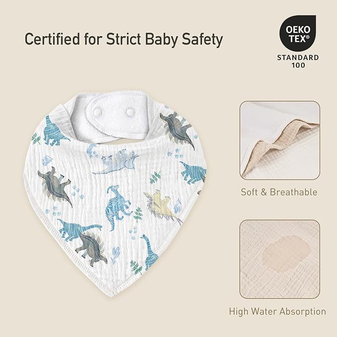 Muslin Baby Bibs 8 Pack, Baby Bandana Drool Bib - Image 6