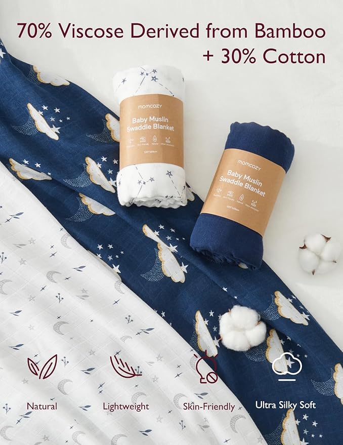 Momcozy Muslin Swaddle Blankets, Ultra Soft Neutral Swaddle Blanket, Breathable - Image 2