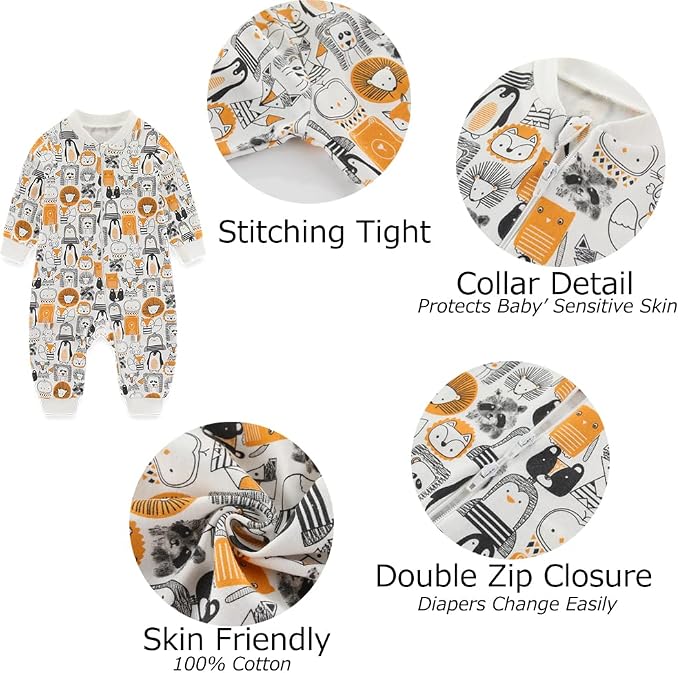 Newborn Baby 2-way Zipper Romper Cotton One-piece Jumsuit 3-pack, 0-24 Months - Image 4