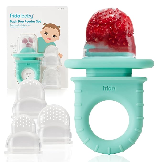 Frida Baby Push Pop Silicone Feeder, Baby Fruit Food Feeder to Safely Introduce by Frida