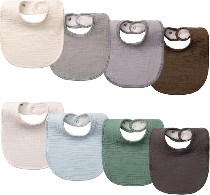 8-Pack Cotton Baby Drool Bibs by Unknown
