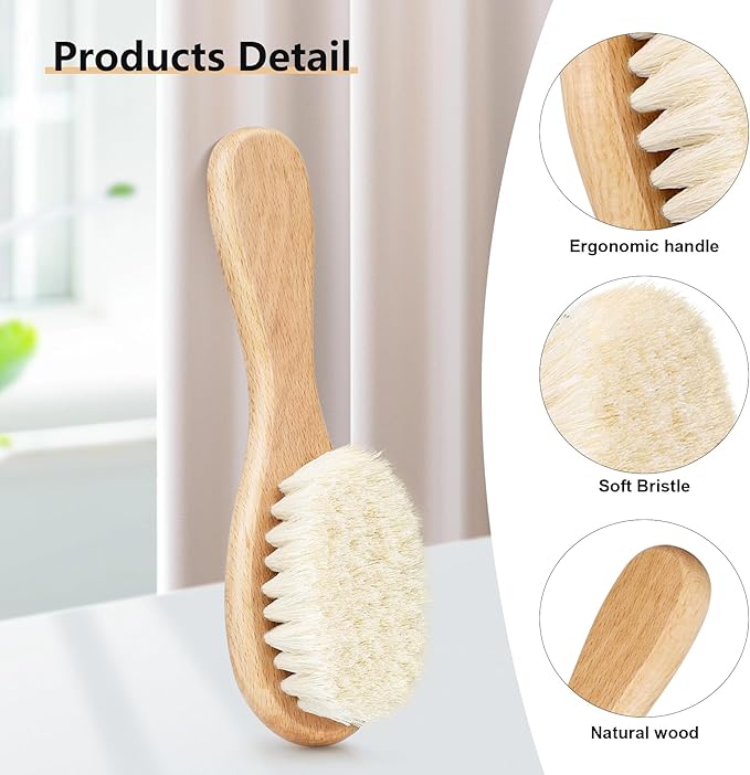 Baby Hair Brush and Purple Cradle Cap Brush Set - Image 3