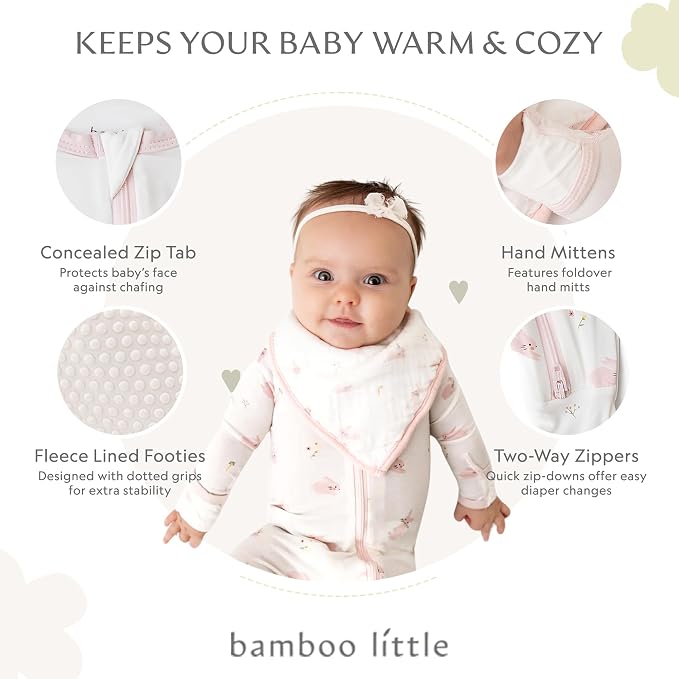Bamboo Little Soft Baby Footie Pajamas, Baby Clothes, Newborn Sleepers - Image 2