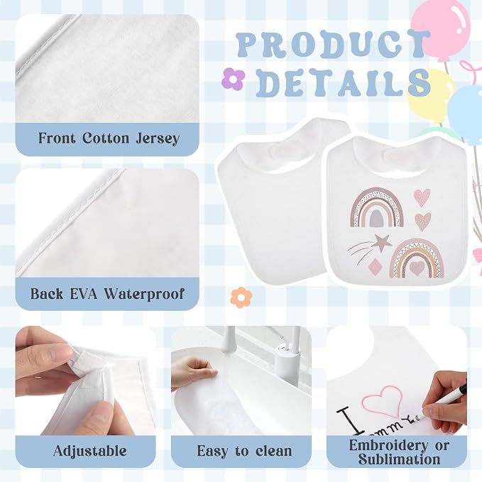 Toulite 6 Pcs White Bibs for Baby Washable Reusable Waterproof Cotton Feeder - Image 6