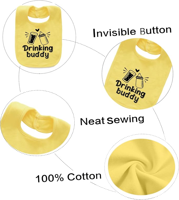 Baby Twins Bibs Drinking Buddy Newborn Baby Bibs Cute Unisex Bibs Set Toddler - Image 3