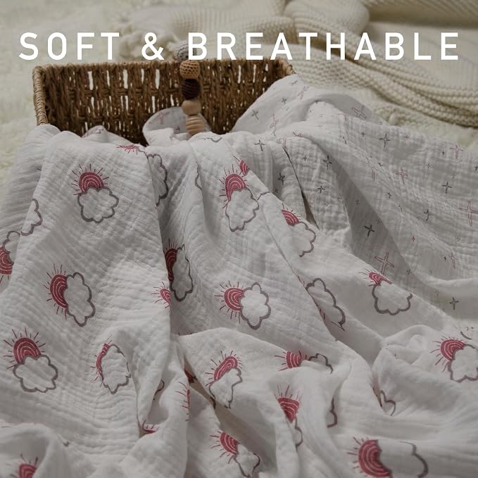 Muslin Swaddle Blankets for Newborn, 3 Pack Breathable Soft Receiving Blanket - Image 4