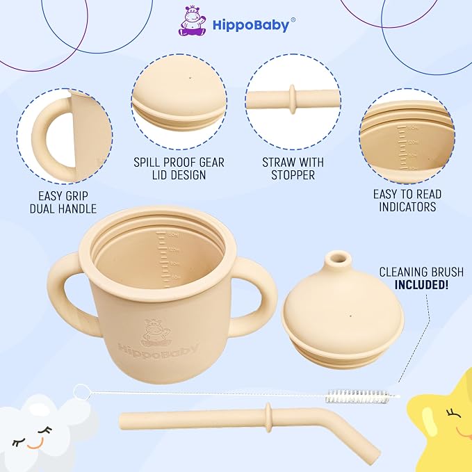 Silicone Transition Sippy Cup for 6+ month old | Includes 1 Toddler straw cup & - Image 2
