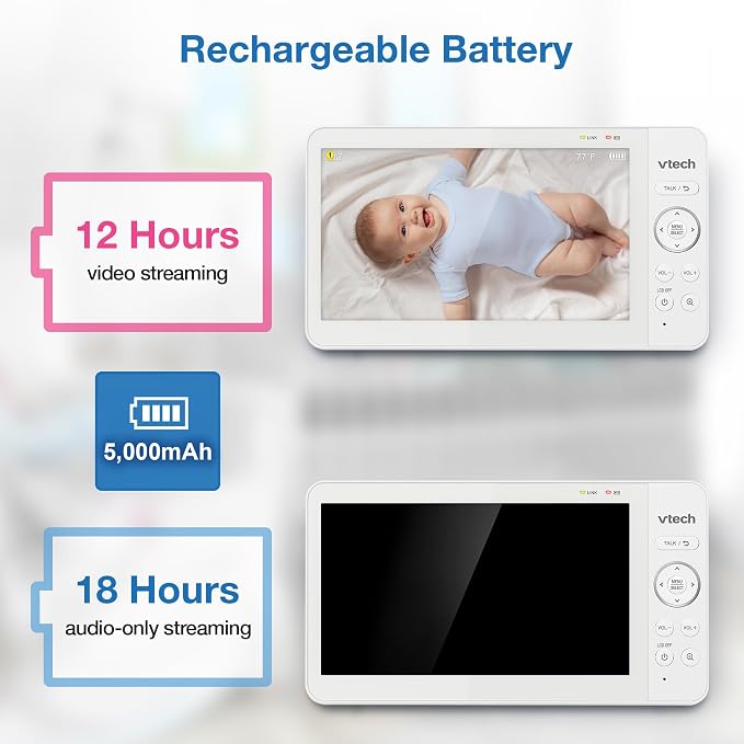 VTech Video Baby Monitor with 7" Color LCD Screen, Long Battery Life, Secure - Image 8