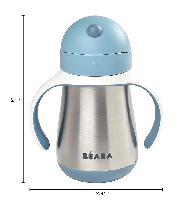 Beaba Stainless Steel Straw Sippy Cup, Insulated Toddler Cups Spill Proof - Image 10