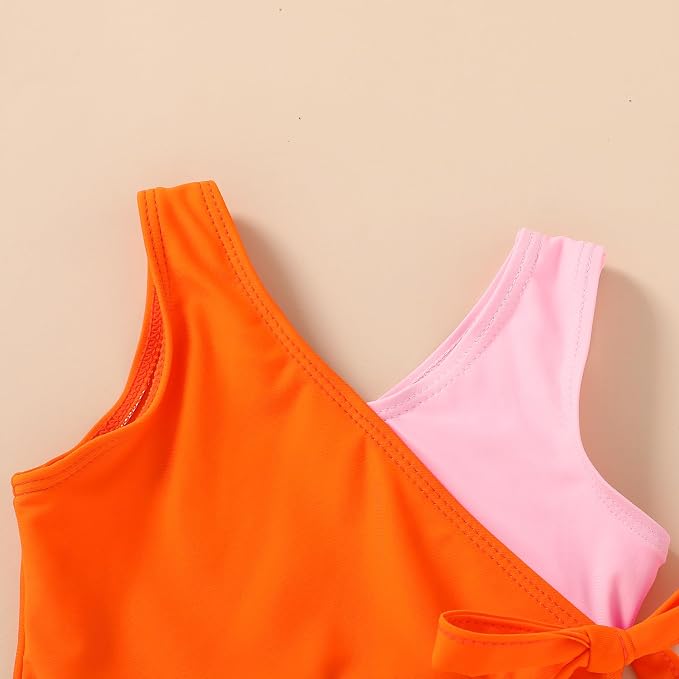 Happy Town Toddler Swimsuit Girl One Piece Bathing Suit Color Block Swimwear - Image 3
