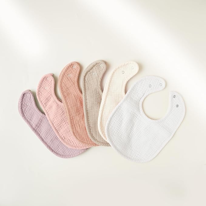 Konssy 6-Pack Muslin Baby Bibs for Boys & Girls, Soft Cotton Absorbent Bandana - Image 7