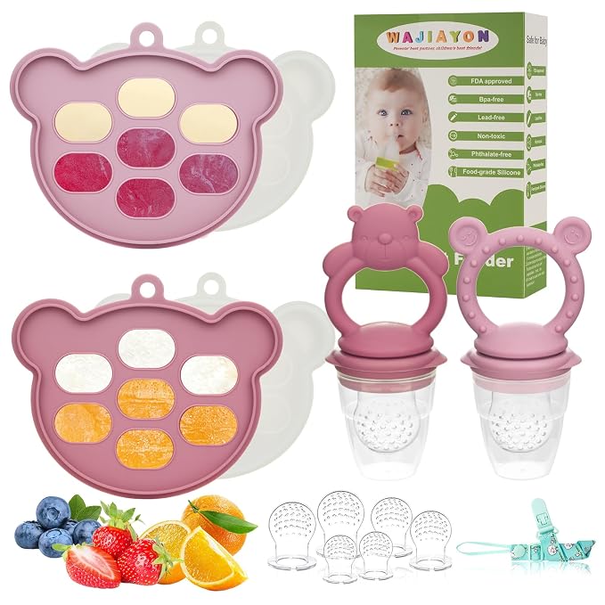 Baby Breastmilk Popsicle Molds & Baby Fruit Feeder, WAJIAYON Baby Food Freezer by WAJIAYON