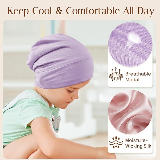 OLESILK Silk Toddler Bonnet 6-36 Months: 100% Mulberry Silk & Modal, Anti-Frizz - Image 6