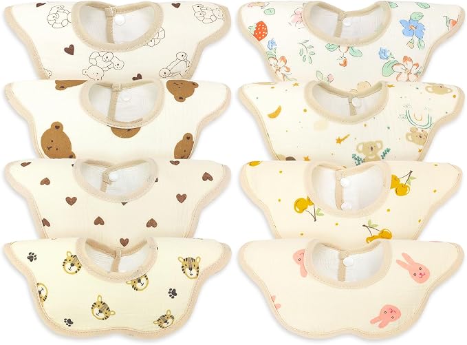 EllieHouse Baby Bibs for Girls Boys 8 Pack Muslin Drool Teeth Drooling Teething by EllieHouseVIPBrandExclusive