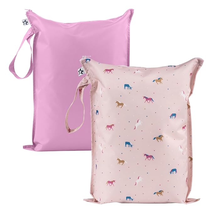 Tiny Twinkle Wet Dry Bag – 2 Pack Reusable Waterproof & Mess Proof Wet Bags by TinyTwinkle