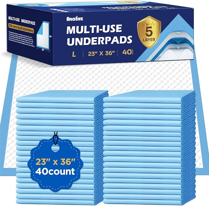 Disposable Bed Pads for Incontinence 23" x 36" by Brosive