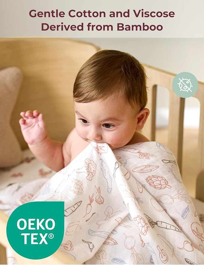 Momcozy Muslin Best Wishes Swaddle Blankets, Ultra Soft Neutral Registry - Image 3