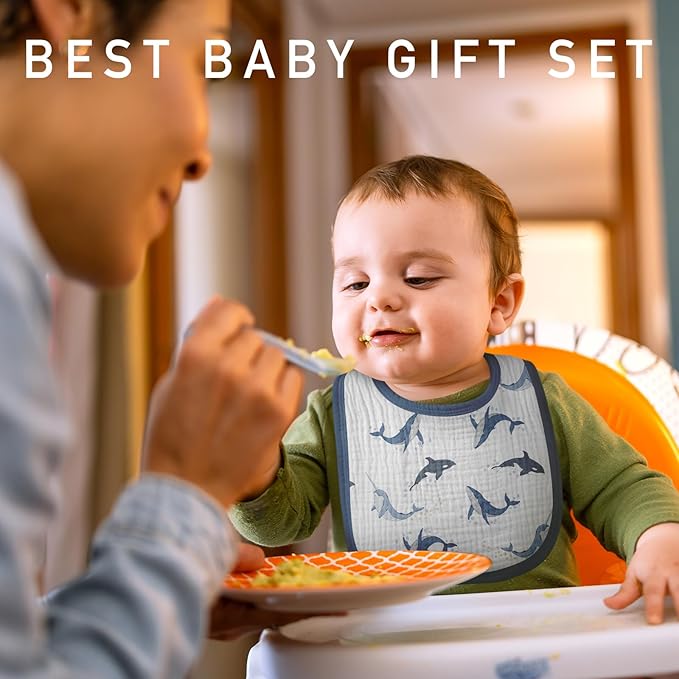 Muslin Baby Drool Bibs for Unisex Boys Girls, 6 Pack Soft Cotton Baby Bib for - Image 2