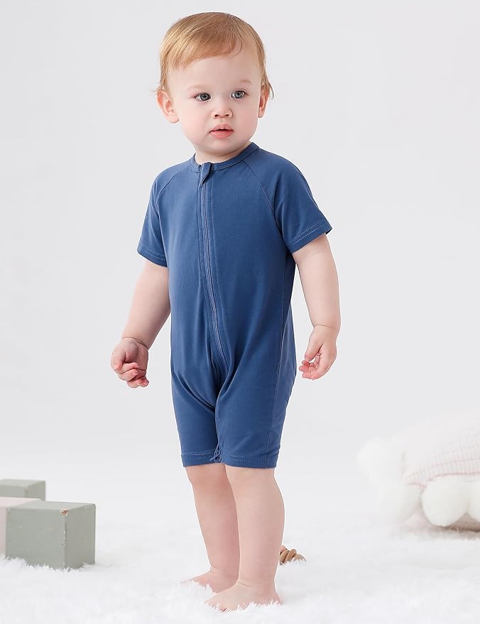 JunNeng 2 Pack Footless Long/Short Sleeve Baby Romper - Image 3