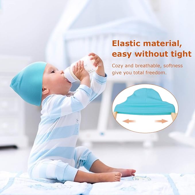 DRESHOW BQUBO 8 Pack Unisex Baby Beanie Hat Infant Toddler Kid Hats Baby Soft - Image 6