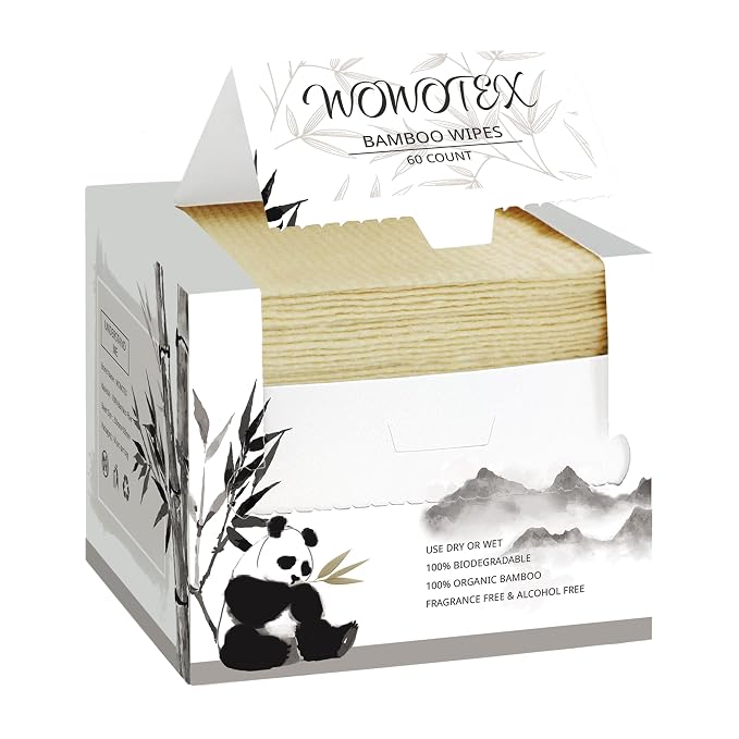 Bamboo Rayon Disposable Face Towel Biodegradable Large Dry Face Wipes 60 by WOWOTEX