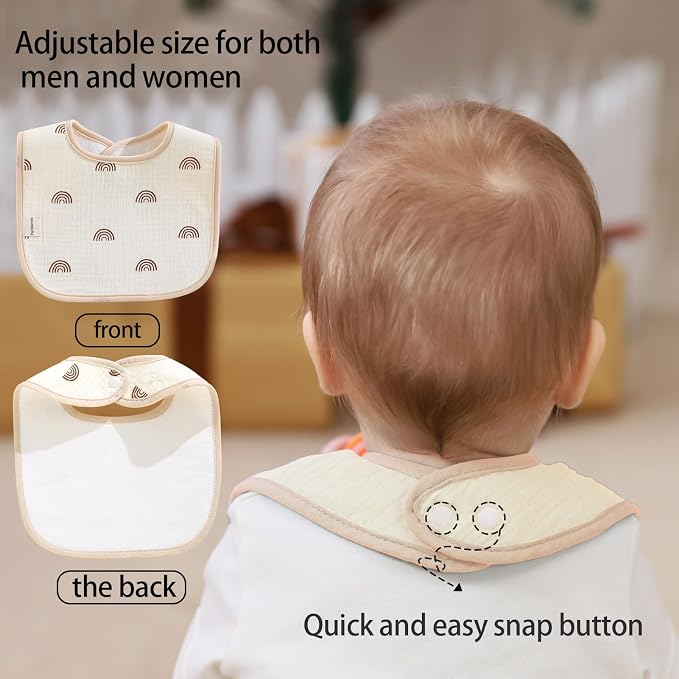 Baby Bandana Bibs, 6 Pack Waterproof Toddler Bib, Soft Cotton Absorbent Baby - Image 5