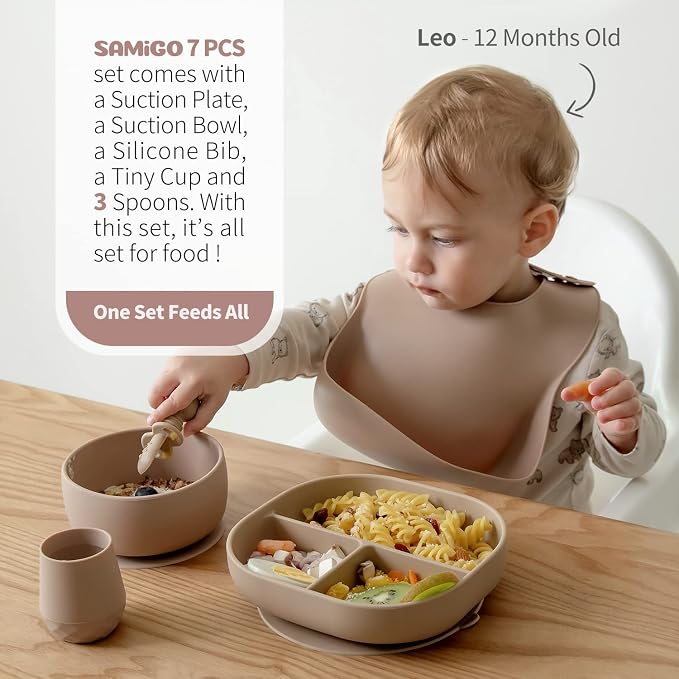 SAMiGO Silicone Baby Feeding Set, Baby Led Weaning Supplies, Suction Bowl Plate - Image 2
