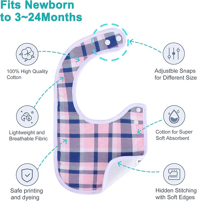 Baby Bibs Soft and Absorbent Organic Cotton Bandana Drool Bibs Set - Image 2